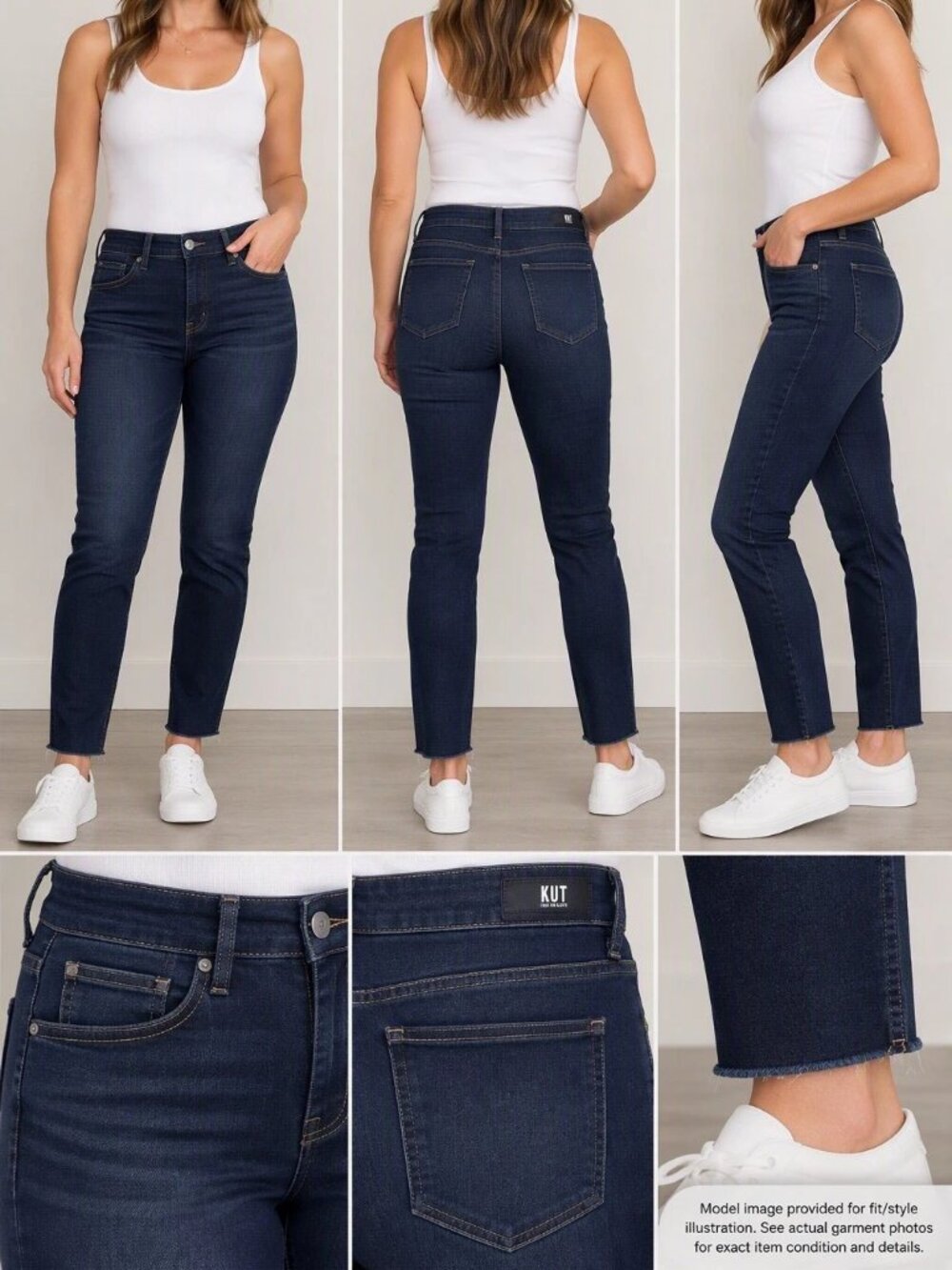KUT from the Kloth Stretch Hi-Rise Dark Wash Ankle Skinny Jeans Women's 12